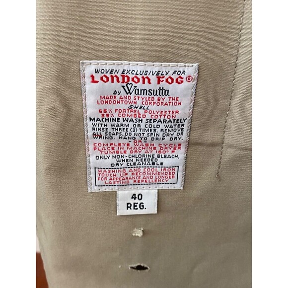 Vintage LONDON FOG Men’s 40 Reg - Double Breasted Trench Coat Belted Liner Beige - Picture 9 of 16